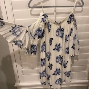 White floral dress with fun drooped sleeves!